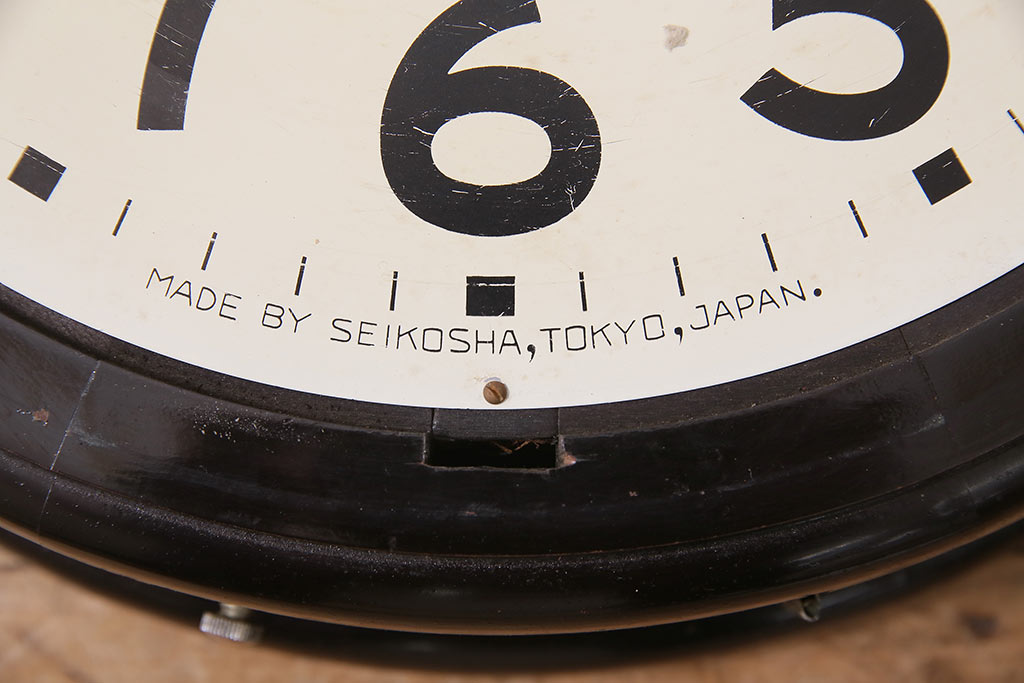 アンティーク時計　昭和初期　SEIKOSHA(精工舎、セイコー)　14DAY　ゼンマイ式　レトロなトーマス型掛け時計(丸型掛時計、壁掛け時計、柱時計、振り子時計)(R-045347)