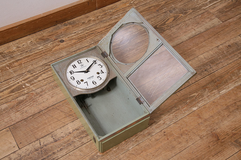 アンティーク時計　昭和中期　EIKEISHA(栄計舎)　30DAY　ゼンマイ式　SUPER DELUXE　レトロポップな振り子時計(柱時計、壁掛け時計)(R-045348)