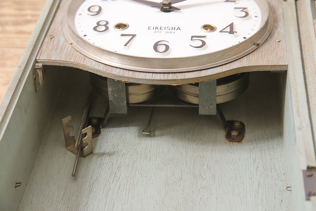 アンティーク時計　昭和中期　EIKEISHA(栄計舎)　30DAY　ゼンマイ式　SUPER DELUXE　レトロポップな振り子時計(柱時計、壁掛け時計)(R-045348)