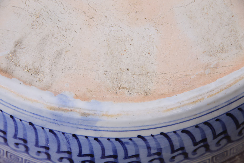 アンティーク雑貨　昭和初期　山水図　繊細に描かれた図柄が美しい瀬戸火鉢(鉢カバー)(R-045353)