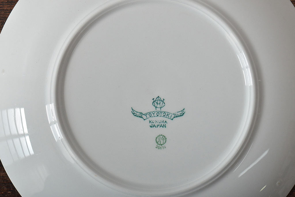 戦前　東洋陶器　薔薇柄　ケーキ皿6枚(TOTO、バラ、プレート)(R-045403)