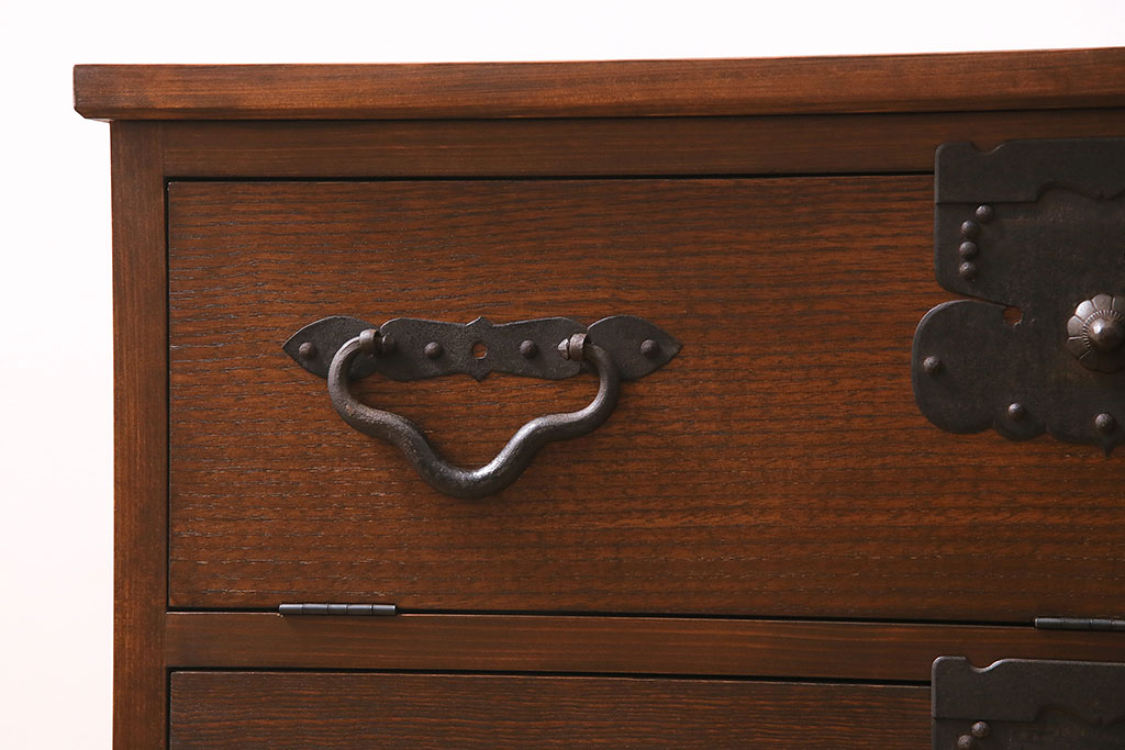 ラフジュ工房オリジナル　古金具リメイク　フラップダウン扉　デッドスペースを有効に使えるコーナーテレビ台(キャビネット、テレビボード、収納棚)(R-045422)