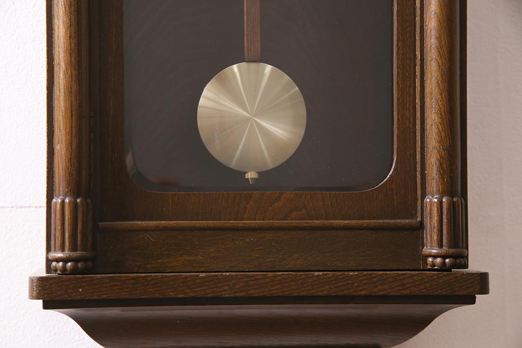 アンティーク時計　昭和中期　精工舎(SEIKOSHA、セイコー)　電池式　栓材　レトロシックな雰囲気漂う掛け時計(柱時計、古時計)(R-045481)