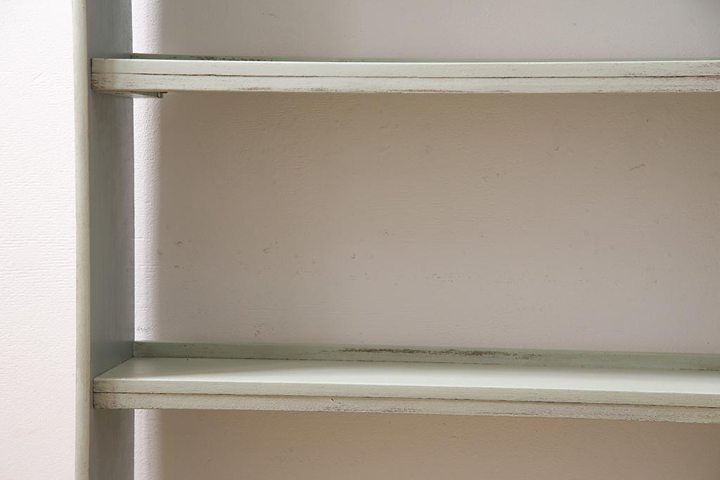 ペイント家具　昭和中期　フレンチカントリーにぴったりなオープンラック(本棚、ウッドシェルフ、収納棚、飾り棚)(R-045501)
