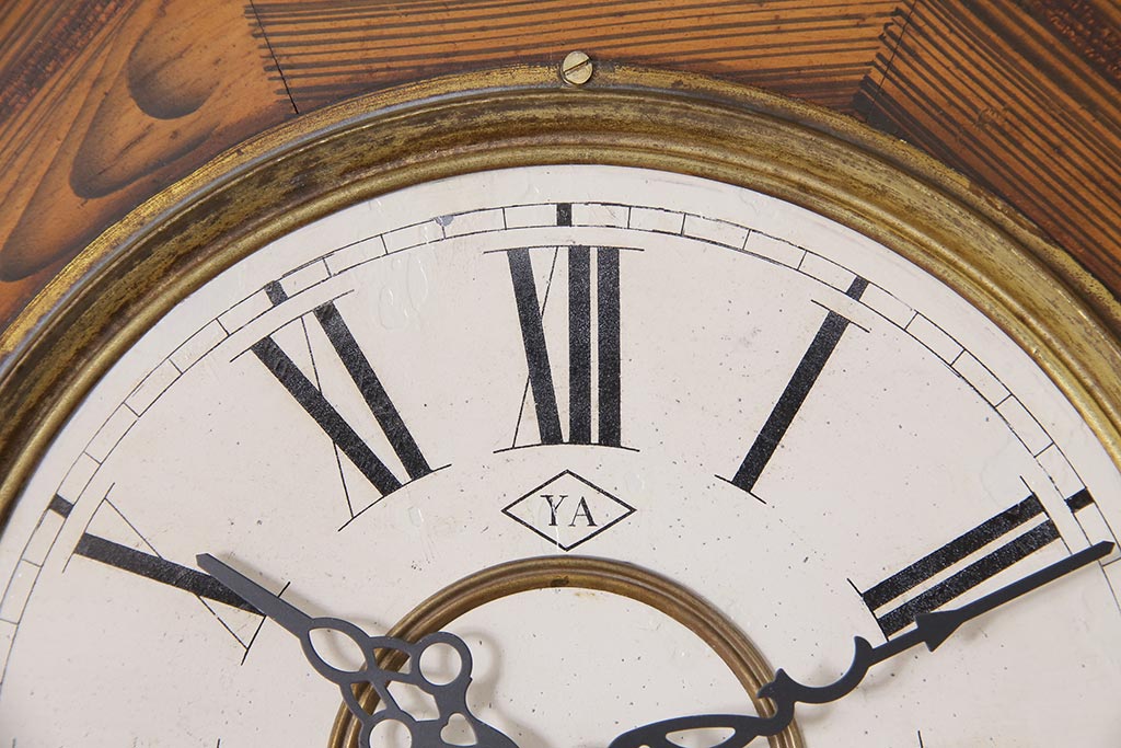アンティーク時計　明治　山田時計(山田時計製造工場)　YA印　電池式　八角合長型の柱時計(掛時計、八角柱時計、八角時計)(R-045563)