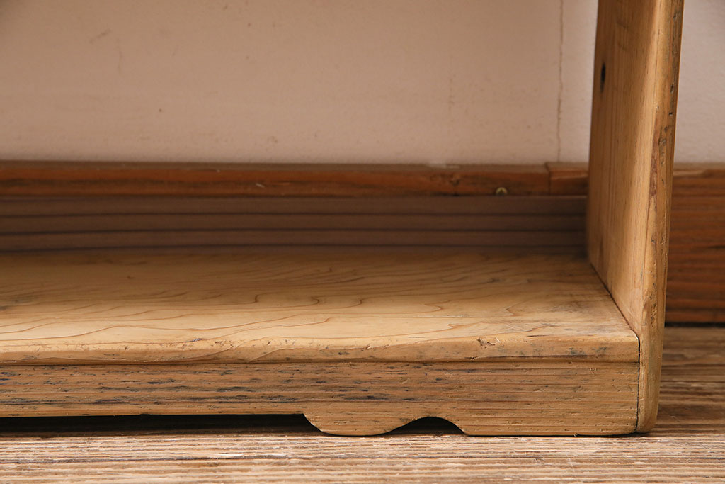 アンティーク家具　大正期　ヒノキ材　昔懐かしい雰囲気の本棚(オープンラック、棚、ウッドシェルフ)(R-045594)