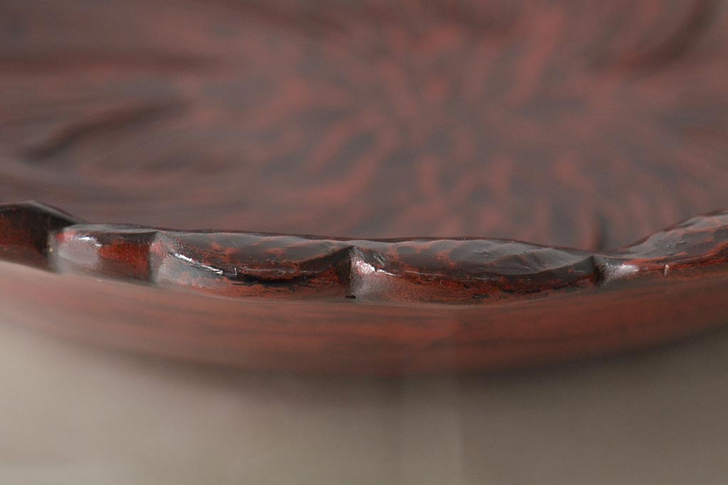 古い鎌倉彫　木製菓子器(漆器、菓子皿)(R-045615)