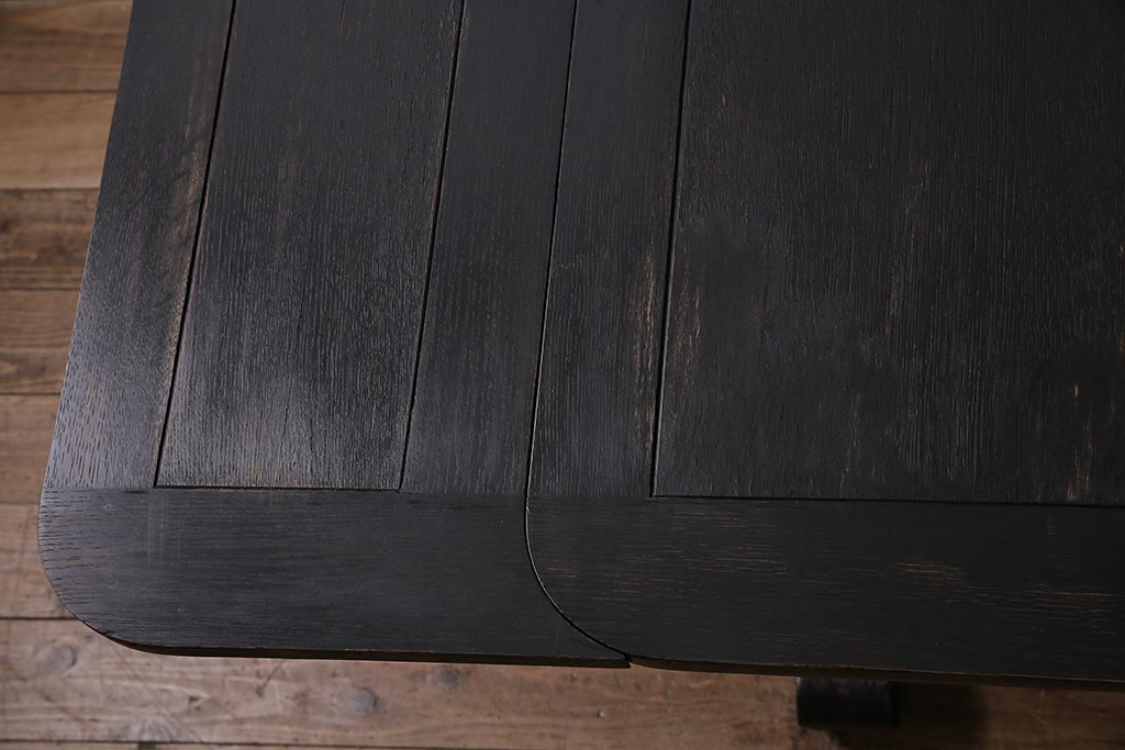 アンティーク家具　イギリスアンティーク　落ち着いた色合いの和洋折衷なドローリーフテーブル(エクステンションテーブル、カフェテーブル、ダイニングテーブル)(R-045630)