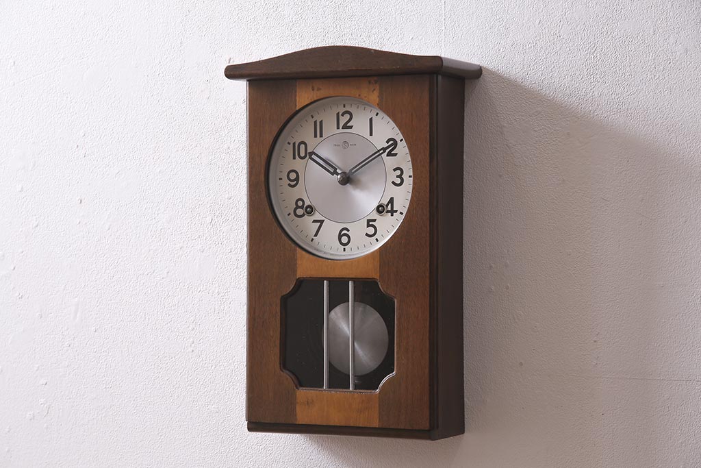 アンティーク時計　昭和中期　精工舎(SEIKOSHA、セイコー)　ゼンマイ式　宮型　昭和レトロな柱時計(掛け時計、振り子時計)(R-045647)
