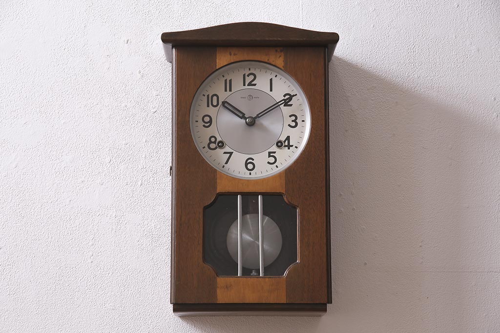 アンティーク時計　昭和中期　精工舎(SEIKOSHA、セイコー)　ゼンマイ式　宮型　昭和レトロな柱時計(掛け時計、振り子時計)(R-045647)