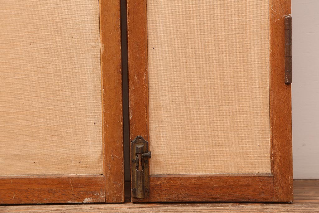 アンティーク建具　昭和中期　両開き　大正ロマン風に仕上がる親子ドア(木製扉)(R-045697)