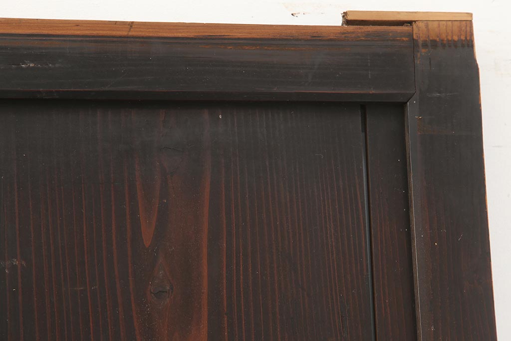 アンティーク建具　明治期　和空間や古民家スタイルにおすすめな格子帯戸4枚セット(ガラス帯戸、引き戸、建具)(R-045698)