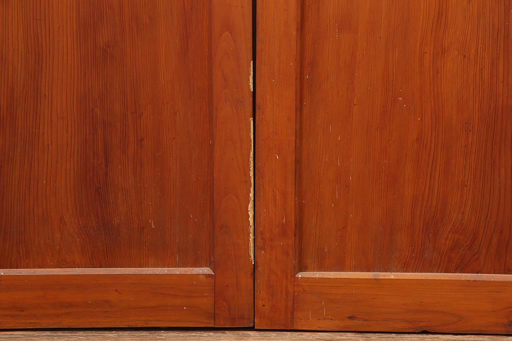 アンティーク建具　昭和中期　春慶塗が魅力のガラス帯戸4枚セット(引き戸、建具)(R-045700)
