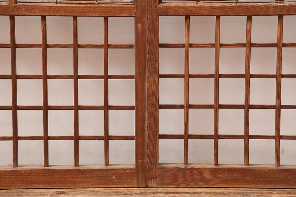 レトロ建具　昭和中期　風情のある御簾戸4枚セット(簾戸、簀戸、葭戸、夏障子、夏戸、葦戸)(R-045701)