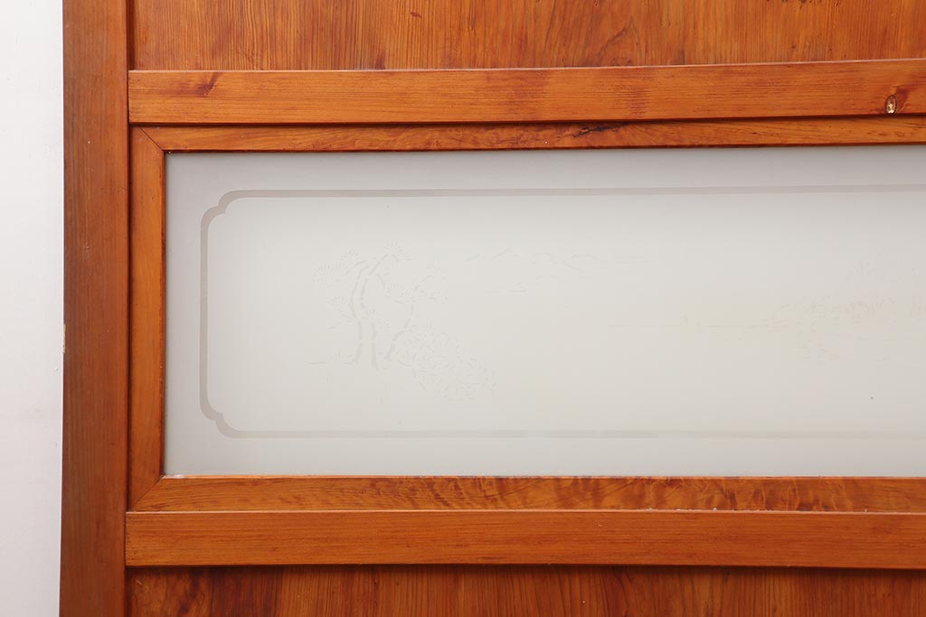 アンティーク建具　昭和中期　春慶塗が魅力のガラス帯戸2枚セット(引き戸、建具)(R-045704)