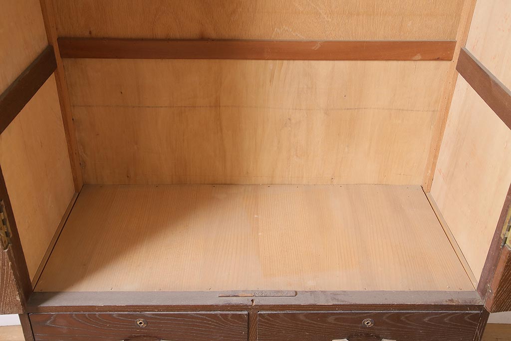 アンティーク家具　昭和初期　すっきりとした佇まいのシンプルなワードローブ(洋服タンス)(R-045707)