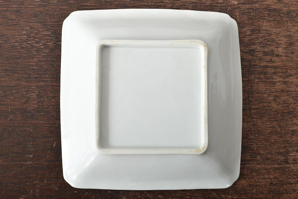 江戸期　白磁　陽刻　龍の図　角皿5枚セット(中国?、小皿、深皿、鉢)(R-045723)