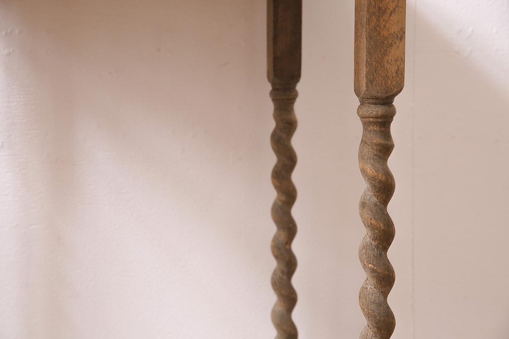 アンティーク家具　ストリップド(剥離)　和製アンティーク　オーク材　サイドテーブル(飾り台、花台)(R-045740)