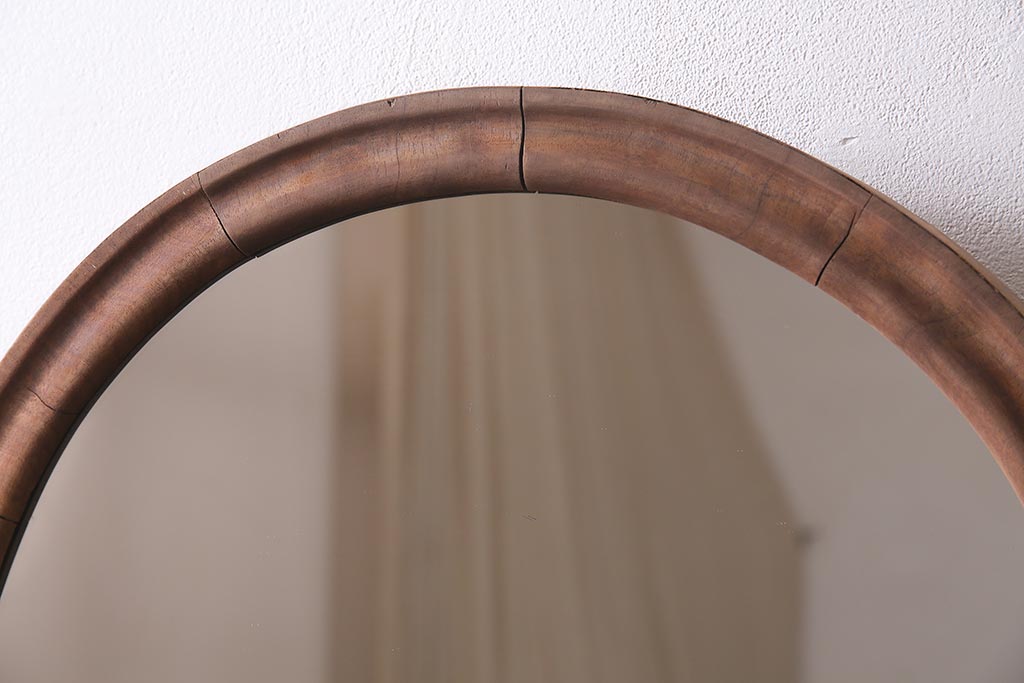 アンティーク家具　フランスアンティーク　ストリップド(剥離)　マホガニー材　迫力満点!凝った作りで存在感抜群のキャスター付きドレッサー(鏡台)(R-045742)