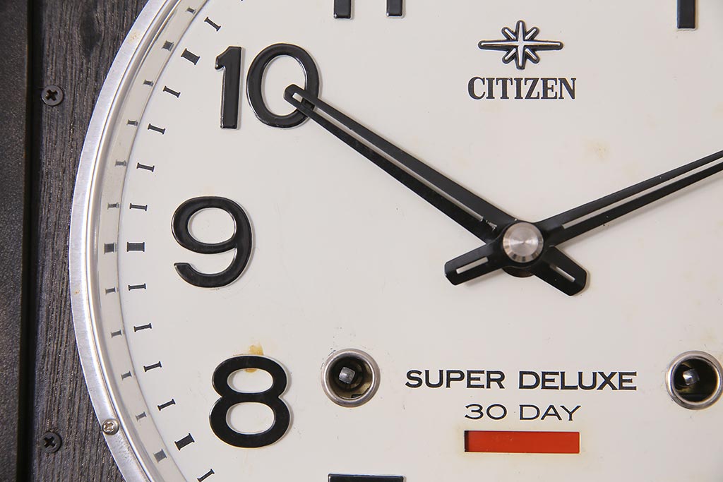 アンティーク時計　昭和初期　CITIZEN(シチズン)　30DAY　カレンダー付　ゼンマイ式　レトロモダンな壁掛け時計(振り子時計、柱時計)(R-045765)