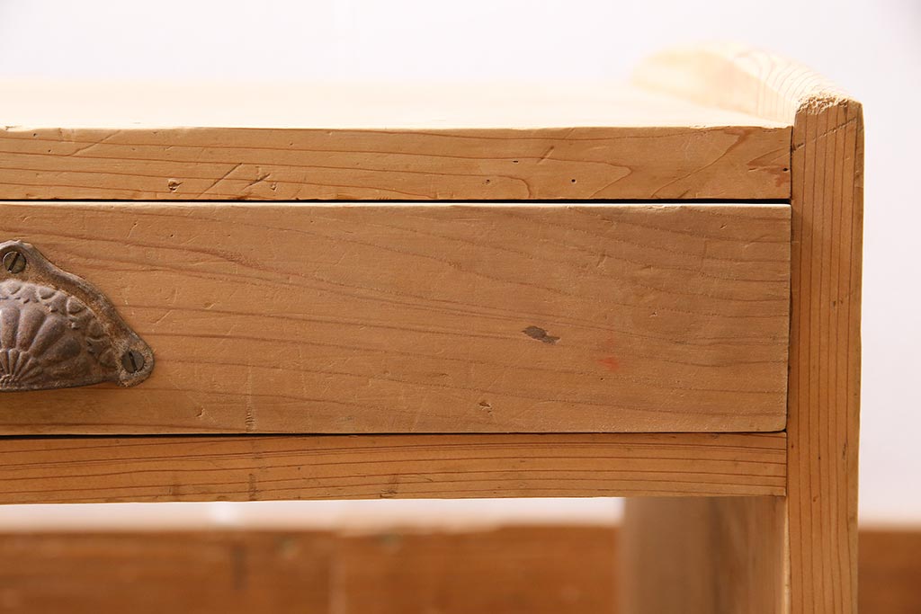アンティーク家具　昭和初期　ストリップド(剥離)　ヒノキ材　明るい木色がさわやかな文机(ローテーブル)(R-045777)