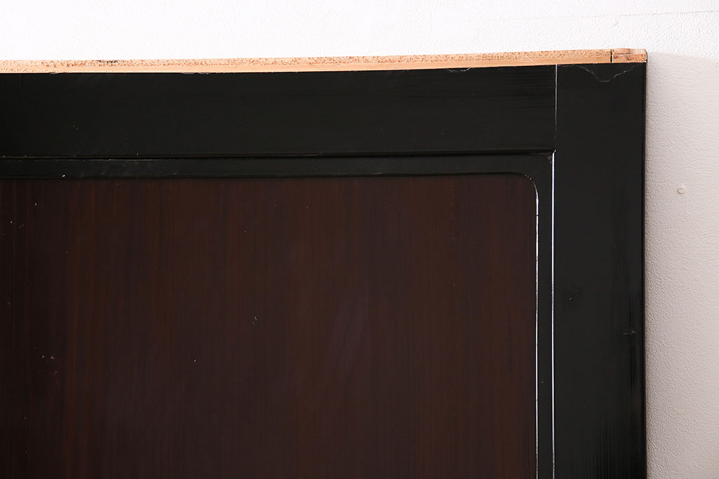 アンティーク建具　最高級　石川県産　総漆塗り　浮造り仕上げ　品格を感じる帯戸2枚セット(板戸、引き戸、建具)(R-045809)