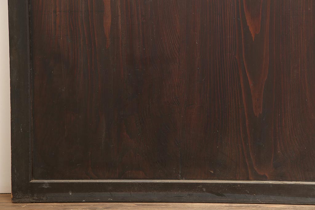 アンティーク建具　明治期　古い木の風合いが魅力のシンプルな板戸4枚セット(帯戸、引き戸)(R-045834)