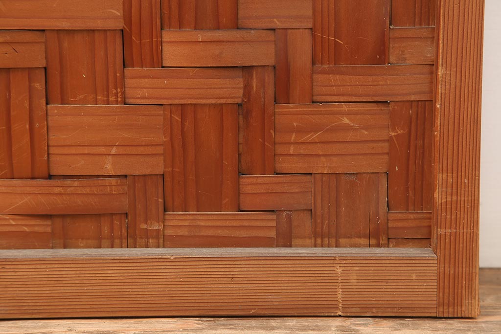 アンティーク建具　親子石畳網代　和風の空間づくりにおすすめの木製ドア(扉、建具)(R-045836)