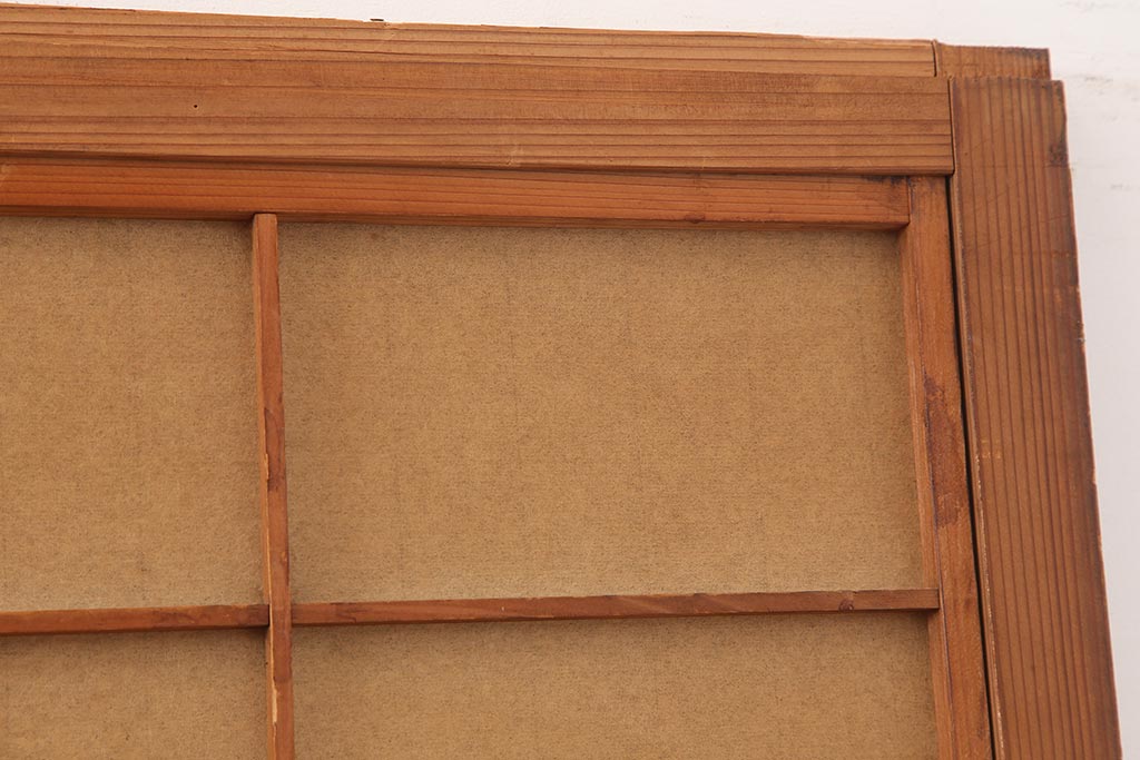アンティーク建具　昭和中期　裏障子付き　和風スタイルにおすすめな帯格子戸4枚セット(障子戸、引き戸、建具)(R-045837)
