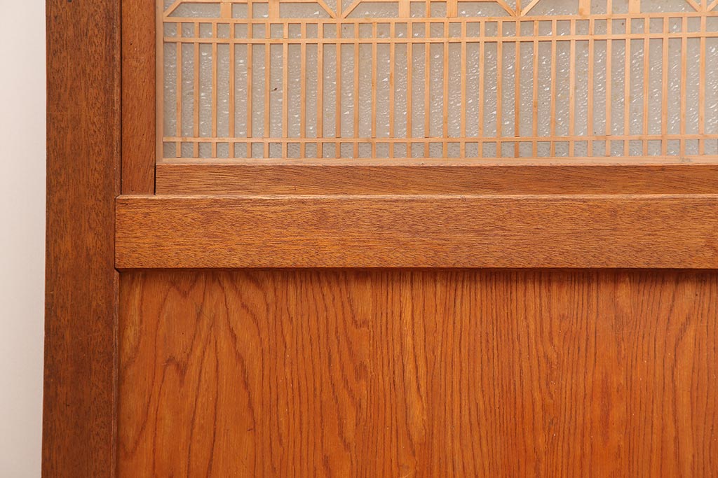 アンティーク建具　昭和中期　鏡板合板　和モダンな空間におすすめの組子帯戸3枚セット(引き戸、ガラス帯戸)(R-045840)