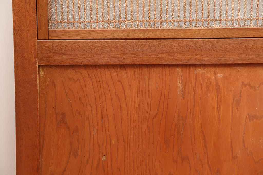 アンティーク建具　昭和中期　鏡板合板　和モダンな空間におすすめの組子帯戸3枚セット(引き戸、ガラス帯戸)(R-045840)