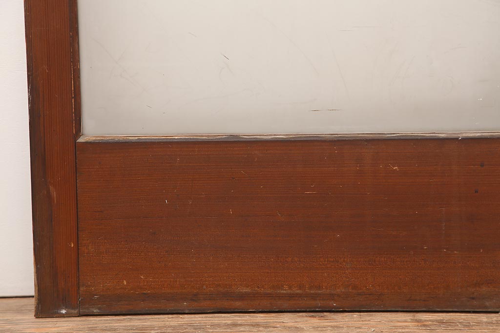 レトロ建具　昭和中期　シンプルなデザインで合わせやすいガラス戸2枚セット(引き戸)(R-045843)