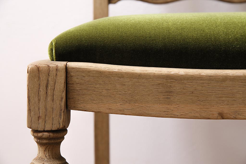 アンティーク家具　イギリスアンティーク　ストリップド(剥離)　オーク材　バルボスレッグのダイニングチェア(椅子)(R-045848)