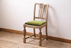アンティーク家具　イギリスアンティーク　ストリップド(剥離)　オーク材　バルボスレッグのダイニングチェア(椅子)(R-045848)