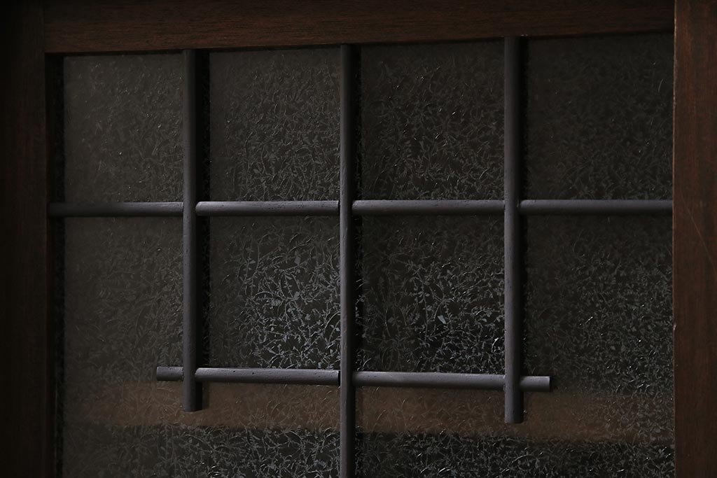 ラフジュ工房オリジナル　古建具リメイク　結霜ガラス　レトロな雰囲気を高める戸棚(収納棚、食器棚、キャビネット)(R-045850)