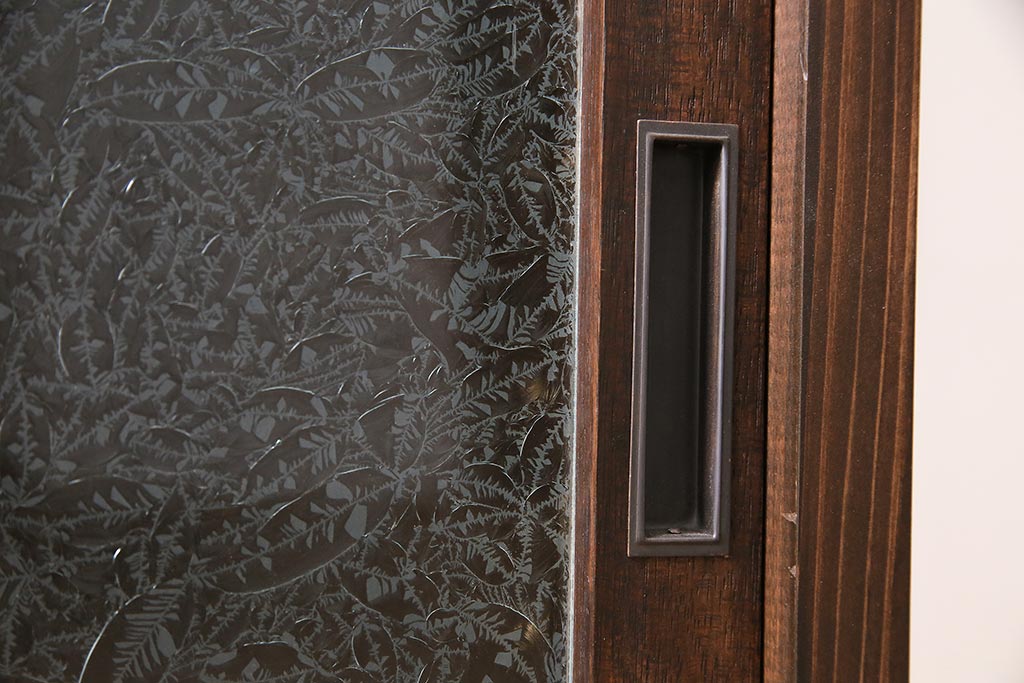 ラフジュ工房オリジナル　古建具リメイク　結霜ガラス　レトロな雰囲気を高める戸棚(収納棚、食器棚、キャビネット)(R-045850)