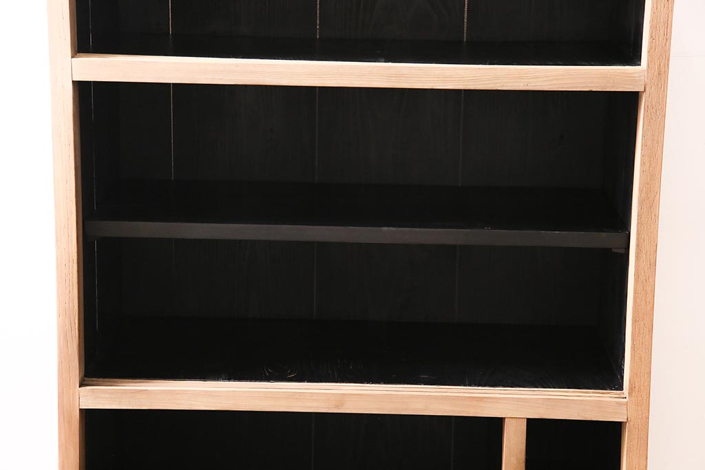 アンティーク家具　ストリップド(剥離)　組子がおしゃれな和風の戸棚(収納棚、水屋箪笥)(R-045853)