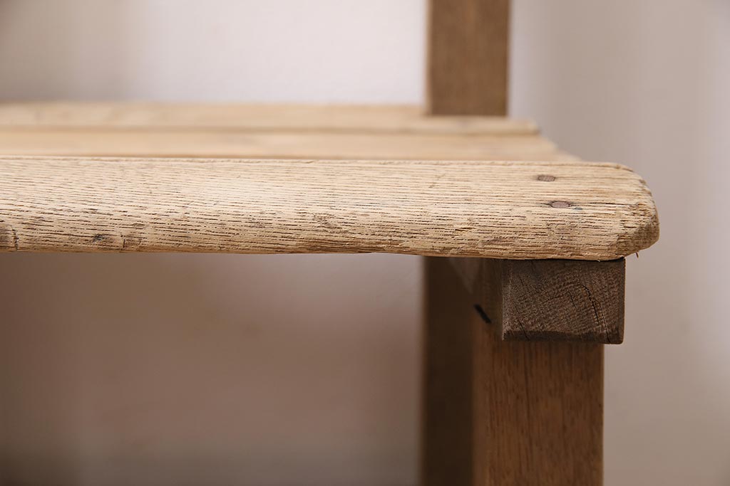 アンティーク家具　昭和初期　ストリップド(剥離)　カシ材　懐かしさ感じる小振りなスクールチェア(木製チェア、椅子、板座チェア)(R-045912)