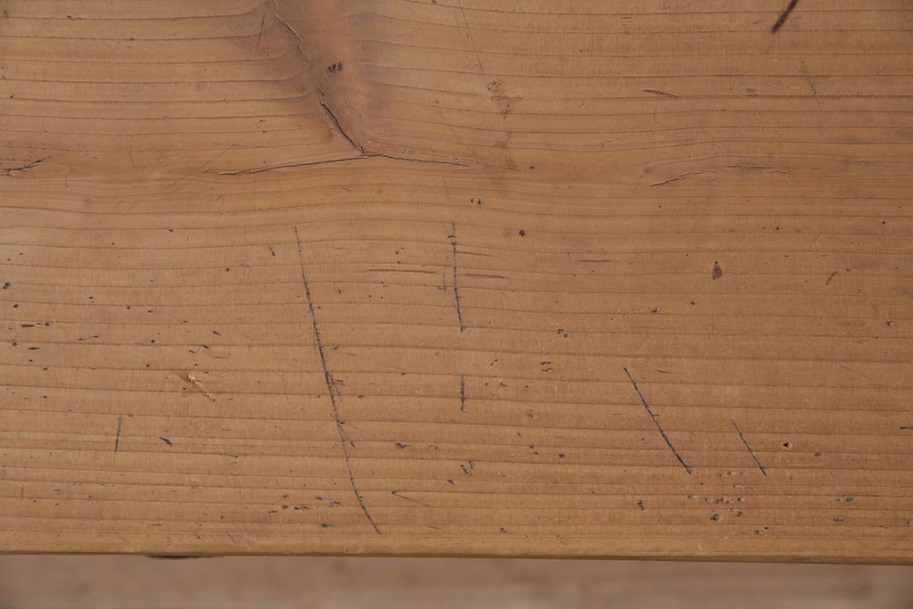 アンティーク家具　ストリップド(剥離)　ヒノキ材　白木の風合いが魅力の平机(文机)(R-045957)