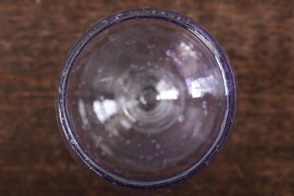 フランス　La　Verrerie　de　Biot　ワイングラス2客(吹きガラス)(R-045961)