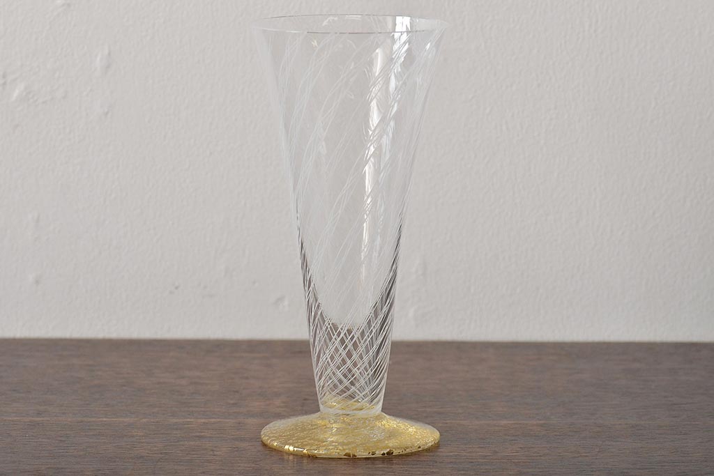 ベネチアンガラス　金箔レースグラス(シャンパン、ワイン)(R-045965)