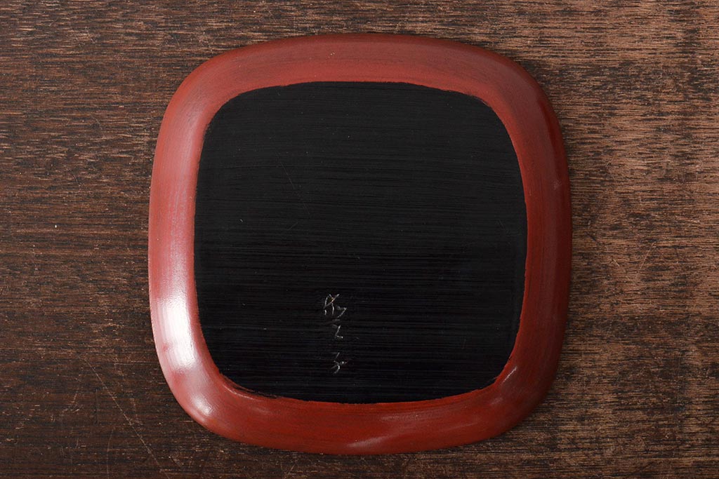 鎌倉彫木製銘々皿8枚　大阪屋軽井沢彫トレー(長皿、在銘)(R-045966)