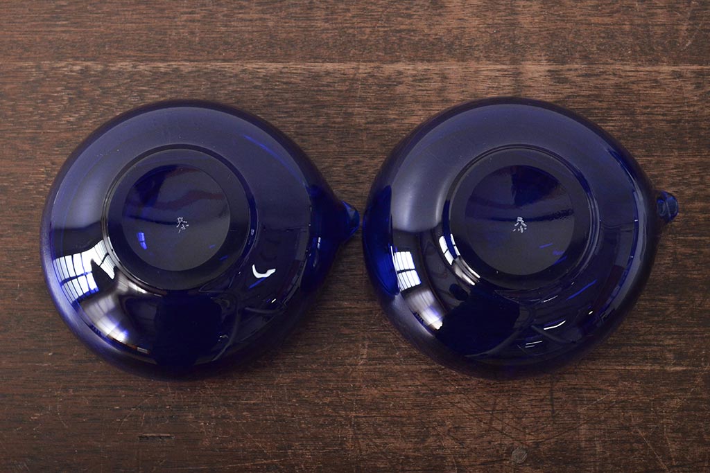 河上恭一郎　瑠璃色　小鉢片口など6点(ガラス食器)(R-045970)