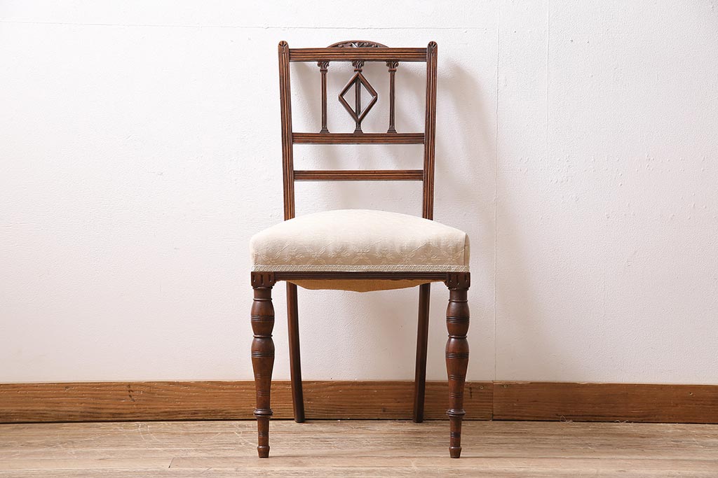 アンティーク家具　フランスアンティーク　マホガニー材　アールデコ様式のお洒落なチェア(椅子)(R-045990)
