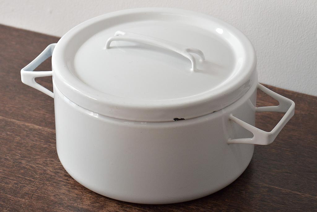 Le Creuset　ル・クルーゼ　オレンジ・テリーヌレクタ32cm　　ホワイト・琺瑯キャセロール　2点セット(ホーロー、鍋、ココット、両手鍋)(R-046001)