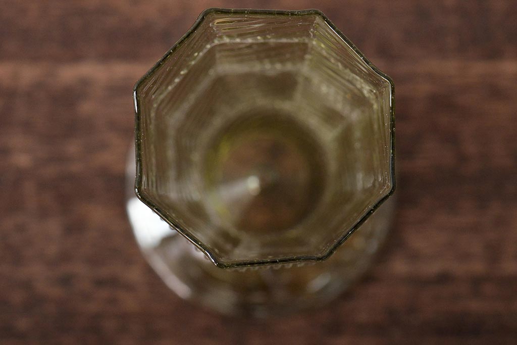 イタリア　ベネチアンガラス　八角形　グリーン　緑　グラス2客セット(コップ、ペアグラス、ヴェネチアングラス)(R-046002)