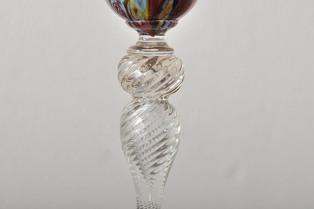 イタリア　ベネチアンガラス　ワイングラス　2客セット(ペアグラス、ヴェネチアングラス)(R-046005)