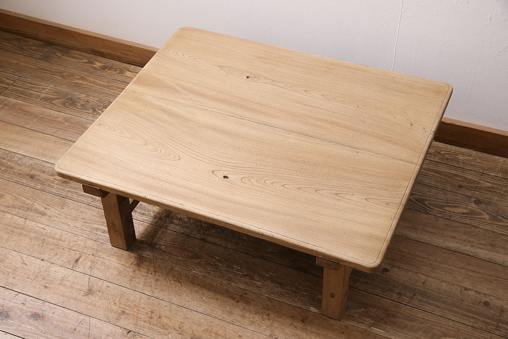 アンティーク家具 昭和初期 ストリップド(剥離) 総ケヤキ材 杢目