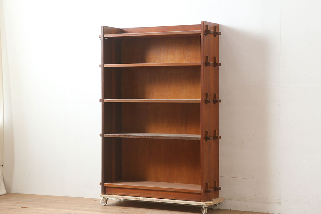 ビンテージ家具　楔式　シンプルな木製の本棚(飾り棚、ブックシェルフ)(R-046044)