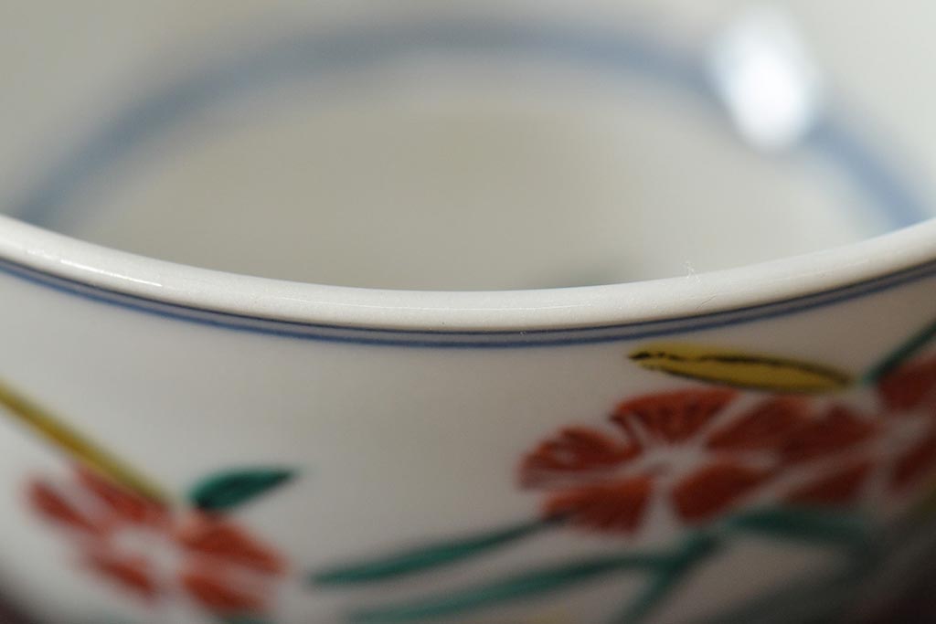 大明成化年製　花文色絵　茶碗5客セット(湯呑み、茶器、和食器)(R-046049)